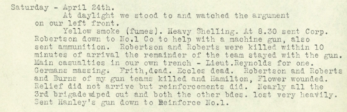 W.A.A. Apr. 24 1915 diary entry transcribed